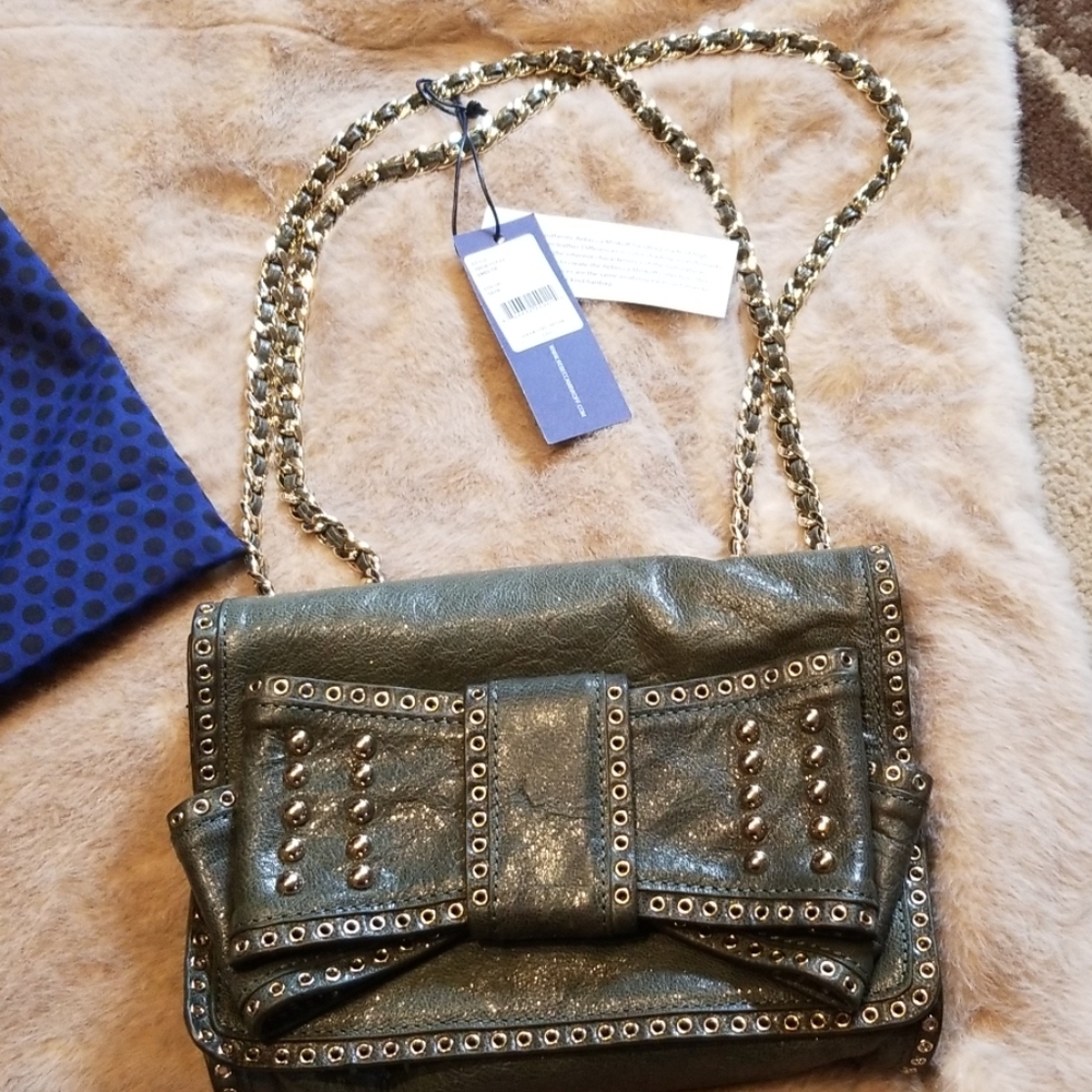 Rebecca minkoff sage leather bowbag with grommets